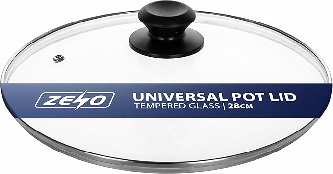 Zeno Universal Pot Lids | Tempered Glass | 28CM Saucepan & Frying Pan Lids