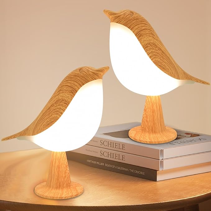 2Pack Touch Control Table Lamp, Night Light, Bedside Lamps Nightstand Lamps, 3-Way Dimmable Light with Bird Shape, USB Rechargeable, Portable Desk Lamp LED for Baby, Kids, Bedroom, Home, Office etc[Energy Class F]