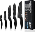 Bladez Professional Kitchen Knife Set, 5 Pcs Stainless Steel Kitchen Knives Set with Ultra Sharp Blade and Soft Handle, Includes Chef, Bread, Carving, Utility and Paring Knife, All in a Gift Box
