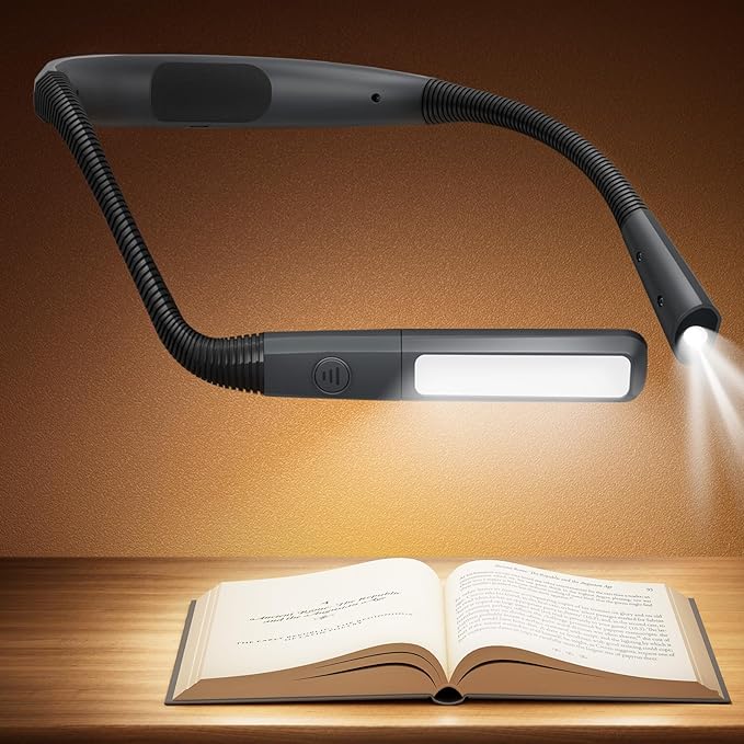 Glocusent Neck Reading Light, 100Hrs Long Lasting Rechargeable Book Light for Reading in Bed, 5 Colors & Stepless Dimming Neck Light, Perfect Gifts for Reading, Knitting, Camping, Repairing[Energy Class A]