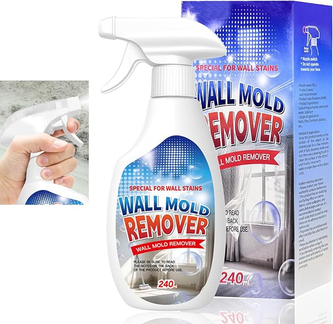 Wall Mould Remover Spray 240ml, Highly Effective Wall Mould Stain Remover, Powerful Mold Removal for Walls, Multi-Surface Mould Spray for Bathroom, Kitchen, Tile & Wood (1pc)