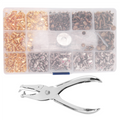 Rivets for Leather, 300 Sets Double Cap 3 Sizes Co