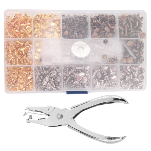 Rivets for Leather, 300 Sets Double Cap 3 Sizes Co
