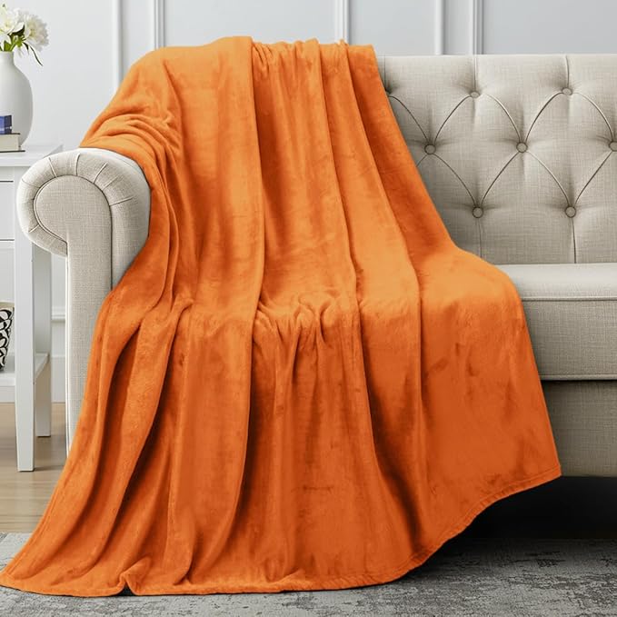 Utopia Bedding Fleece Throw Blanket, Soft, Cosy 300 GSM Fluffy Blankets and Throws For Sofas, Bed, Couches [Burnt Orange, 152x127 cm]
