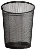 DIVCHI Round Trash Can Bin - 1 Pack Black Non-Slip Mesh Bins Waste Paper Bin Sturdy Metal Bin Indoor Waste Bin for Home Bedroom Office Bathroom Living Room & Kitchen (Black)