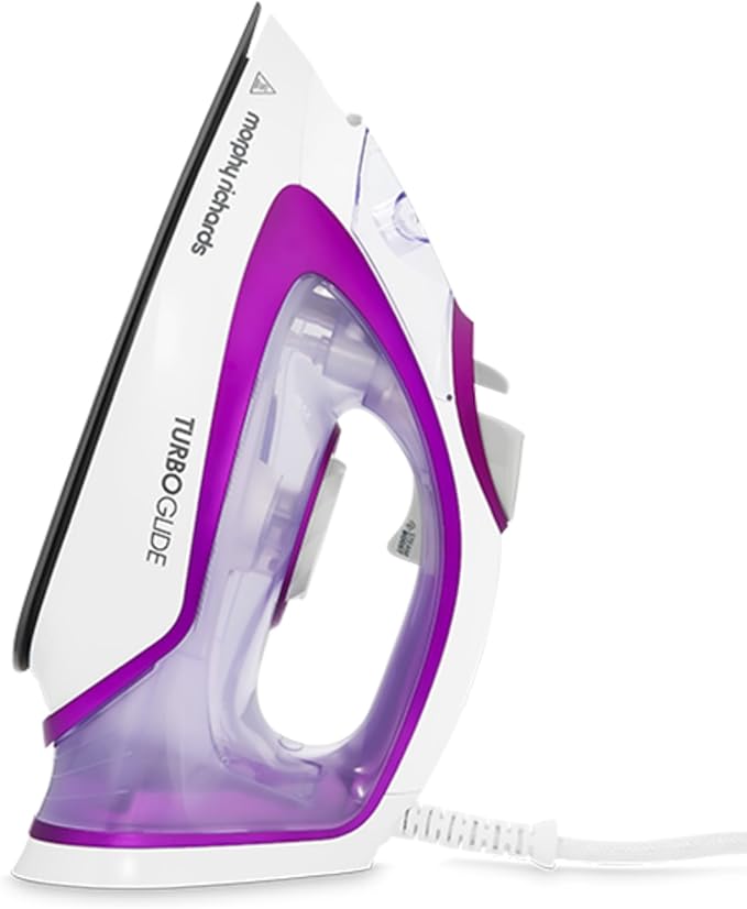 Morphy Richards TurboGlide Steam Iron, Ceramic Non stick Soleplate, 150g Boost, 40g Output, 400ml Water Tank, Anti Drip and Scale, Auto Shut-off, 3m Cord, 2800W, Purple, 302000