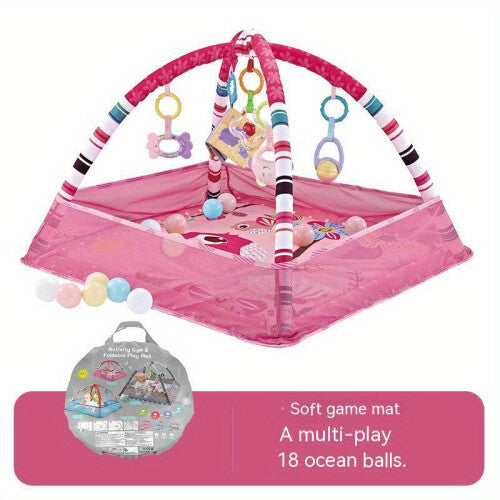 (pink) 18-piece Baby Activity Gym Set - Develop Movement Skills with Fence Gym, Crawling Mat, and Toys