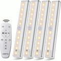 LDOPTO Under Cabinet Kitchen Lights with Remote Dimmable LED Cupboard Battery Powered LED Bedroom Lights with Timer for Kitchen Hallway, Multiple Colors 4 Pack[Energy Class A]