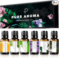 Essential Oils by Pure Aroma 100% Pure Therapeutic Grade Oils kit- Top 6 Aromatherapy Oils Gift Set-6 Pack, 10ML(Eucalyptus, Lavender, Lemon Grass, Orange, Peppermint, Tea Tree)