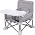 (Grey) Baby Travel Booster Seat with Tray Toddler Portable Folding Chair Indoor/Outdoor