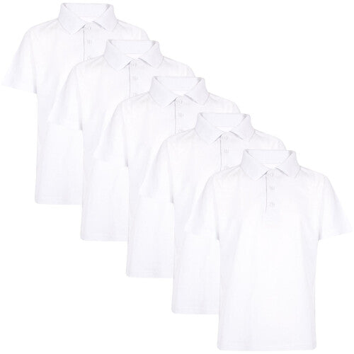 (13-14 Years, White 5 Pack) Kids Boys T Shirts Summer Soft Plain Polo