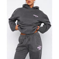 (dark grey, L) Women's Long Sleeve Hoodie Sweatshirt and Sweatpants Set Stylish Two-Piece Tracksuit for Fall, Winter & Spring