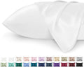 Bedsure Satin Pillowcase for Hair - Similar to Silk Pillowcase, Cooling Pillow Cases 2 Pack with Envelope Closure, Gifts for Women, Queen & Standard Size 50x75 cm, White
