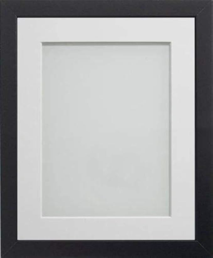 Frame Company Allington Black 14x11 inch Frame With White Mount For Image A4 *Choice of sizes* Fitted with Real Glass