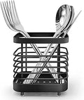 Utensil Holder, Stainless Steel Cutlery Drainer Sink Caddy, Rust Proof Sink Tidy Kitchen Sink Organiser, Cutlery Organiser for Kitchen Utensil (Black)