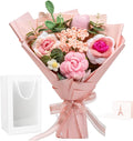 Crochet Flower Bouquet Pink Crochet Flowers, Ovis ammon Hand Knitted Flowers Rose for Valentine's Day, Home Decor, Weddings, Birthdays, Mother's Day Include Gift Box Bag and Greeting Card