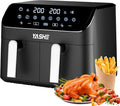 9L Dual Air Fryer with 2 Independent 4.5L Drawers, 8-in-1 Presets, Smart Sync Finish, 3D Rapid Air Circulation, Digital Touch Screen, Adjustable Temp & Time, Dishwasher Safe, Oil-Free Healthy Cooking