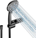 Cobbe Shower Head and Hose with Holder, High Pressure Shower Head with 8 Spray Modes, Universal Powerful Flow Rain Showerhead, Water Saving for Low Water Pressure, Black