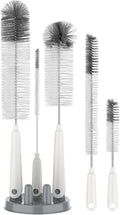 MR.SIGA Bottle Brush Cleaning Set with Storage Holder 5 Pack, Straw Cleaner Brush for Long Narrow Neck Bottles, Water Bottles, Baby Bottles, Tumblers, Drinking Glasses, Strews