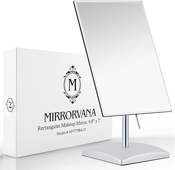 Large Free Standing Mirror for Bathroom Countertop, Dressing Table, Desk and Bedroom Vanity - True Frameless Face Mirror For Makeup and Shaving - 25 x 18cm