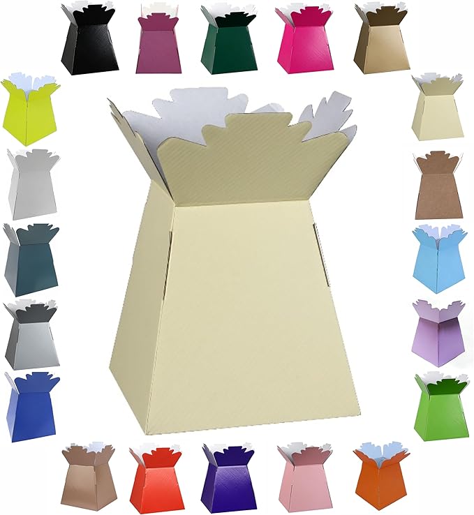 Glossy Vibrant Bouquet, Flower Box/Vase - Transportation Display, Presentation Boxes (1, Ivory)