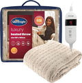 Silentnight Comfort Control Heated Throw Blanket - Luxury Fleece Electric Heated Overblanket for Sofa Bed with 9 Heat Settings, Fast Heat-up Safety Shut Off - Machine Washable - 120x160cm - Natural