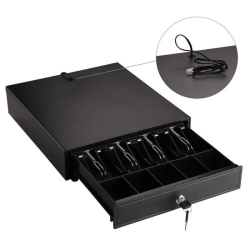 Heavy Duty POS Cash Drawer Register 4Bills5 Coins Removable Cash Tray