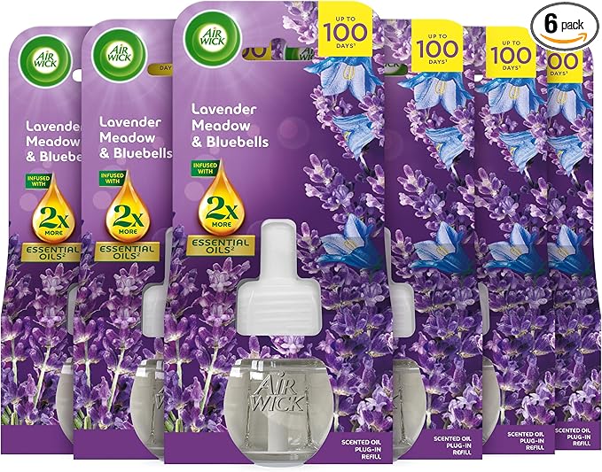 Air Wick |Purple Lavender Meadow |Plug In Electrical Air Freshener Refills| 19ml |Pack of 6 |Lasts up to 600 days