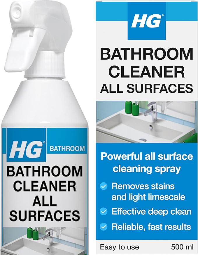HG Bathroom Cleaner Spray - Universal All-Surface Cleaner & Limescale Remover for Sinks, Baths, Showers & Taps - 500ml