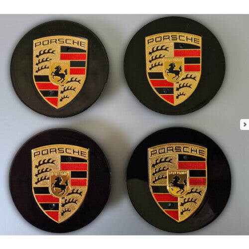 Porsche Wheel Centre Caps Badge Emblem - 76mm - Black