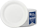 500 Disposable Paper Plates 9 Inch (23cm) – Heavy-Duty White Paper Party Plates – Grease-Resistant, Compostable & Recyclable – Ideal for Parties, BBQs, Events, Catering & Daily Use