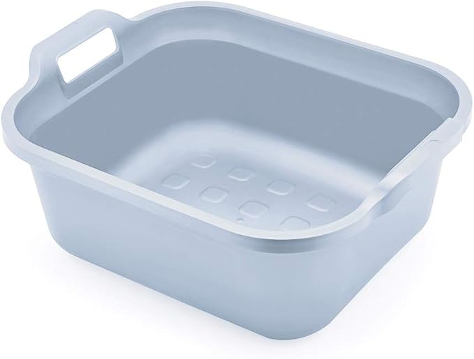 Addis 518355 Eco Made from 100 percent Recycled Plastic Washing up Bowl with twin handle, 9.5 litre, Light Grey