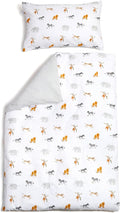 Clair de Lune Jungle Dream Reversible Cot Bed Duvet Cover and Pillowcase Set 120 x 150 cm , White/Grey