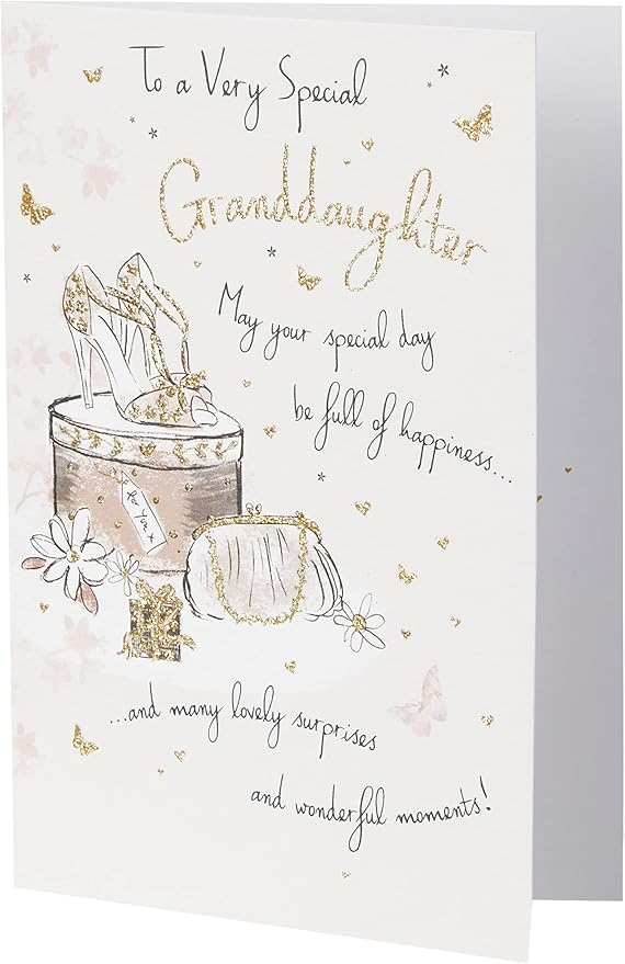 Piccadilly Greetings Group Ltd LOVELY GLITTER COATED TO A VERY SPECIAL GRANDDAUGHTER BIRTHDAY GREETING CARD, White Smoke, 7 x 5 inches