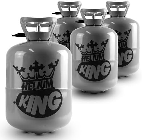 4 x Disposable Helium Gas Canister - Fills 120 x 9 Inch Latex Balloons or 56 Foil - Helium Balloon Gas UK Filled Helium Cylinder for Party Balloons - 4 Canisters in Total