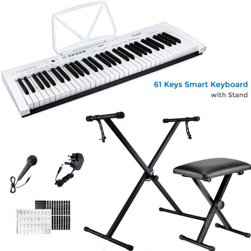 61 Keys Electronic Keyboard Digital Music Piano, Microphone, Stand & Music Chair
