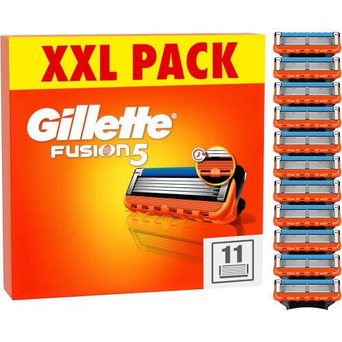 Gillette Fusion5 Razor Blades Men, Pack of 11 Razor Blade Refills with Precision Trimmer, 5 Anti-Friction Razor Blades