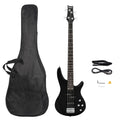 GIB Electric Bass Guitar Full Size 4 String w/Bag & Wrench Tool,Black