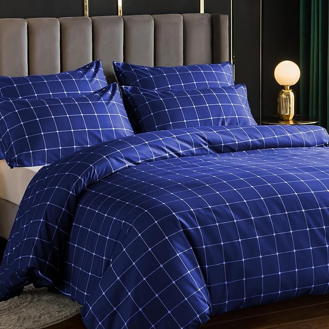 Lazzaro Double Duvet Set - Premium Microfiber Reversible Double Duvet Cover (200 x 200 cm) 3 PCs - Ultrasoft Hypoallergenic Luxury Quilt Cover Bedding Sets with Zipper Closure