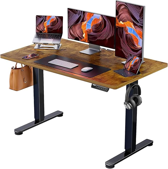ErGear Electric Standing Desk Height Adjustable 120 x 60cm, Sit Stand Desk with 4 Memory Smart Pannel for Home Office with Splice Board