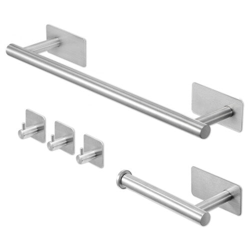(silver) 5pcs Bathroom Set Towel and Toilet Roll Holder Set
