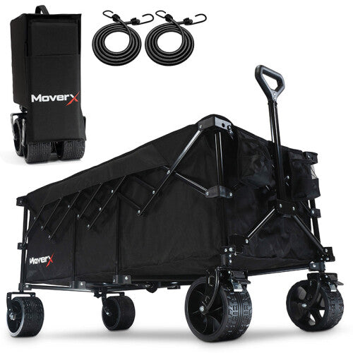 MoverX 300L/180kg Folding Camping Trolley Festival Wagon for Beach Outdoor Garden Picnic Shopping Fishing, Wide Wheels, Adjustable Handle