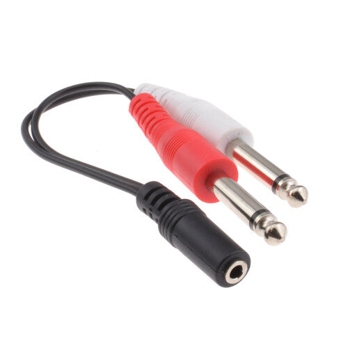 kenable 3.5mm Stereo Jack Socket to Twin 6.35mm Mono Jack Plugs Adapter Cable