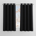 PONY DANCE Black Blackout Thermal Curtains for Bedroom Blackout Eyelet 54 Drop Small Window Curtains for Room Darkening & Noise Reducing, 2 Pieces, W 46 by L 54-inch, Black