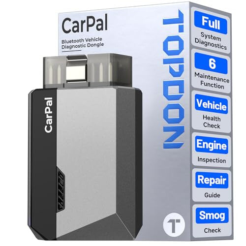 TOPDON CarPal A, OBD2 Scanner, All System Diagnosis, Wireless Bluetooth Diagnostic Tool, Vehicle Health Check, Smog Check, Repair Guide, Engine Inspe