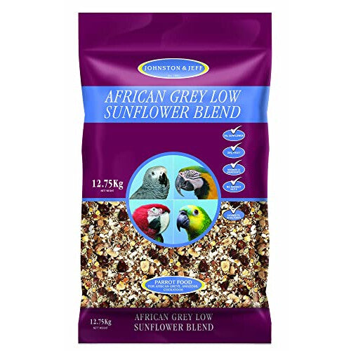 Johnston & Jeff Low Sunflower Diet for African Greys Parrot Food, 12.75 kg