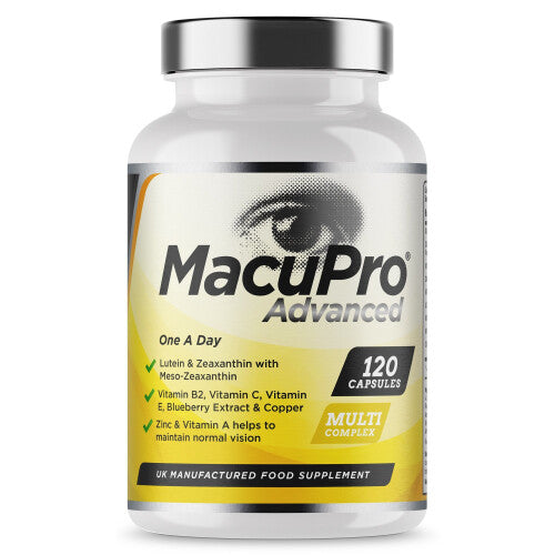 MacuPro Advanced Eye Care - 120 Capsules (4 Months) Zeaxanthin, Lutein & Meso Zeaxanthin, Blueberry Extract + Vitamins - Vegan (HJ8U)