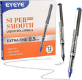 EYEYE Needle Rollerball Pens 0.5mm, 6 Black 6 Blue Extra Fine Point Pen Quick Dry, Liquid Ink Pens Fine Point Smooth Writing Pen for Colouring, Journaling, Note Taking, Office, School Supplies