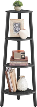 VASAGLE Corner Shelf Unit, 4-Tier Corner Shelf, Ladder Shelf for Living Room, Bookshelf or Plant Stand, Industrial Accent Furniture, Charcoal Gray and Matte Black LLS034B22