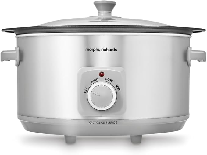 Morphy Richards 461014 Sear & Stew 6.5 Litre Aluminium Slow Cooker, One-Pot Solution, Brushed Stainless Steel